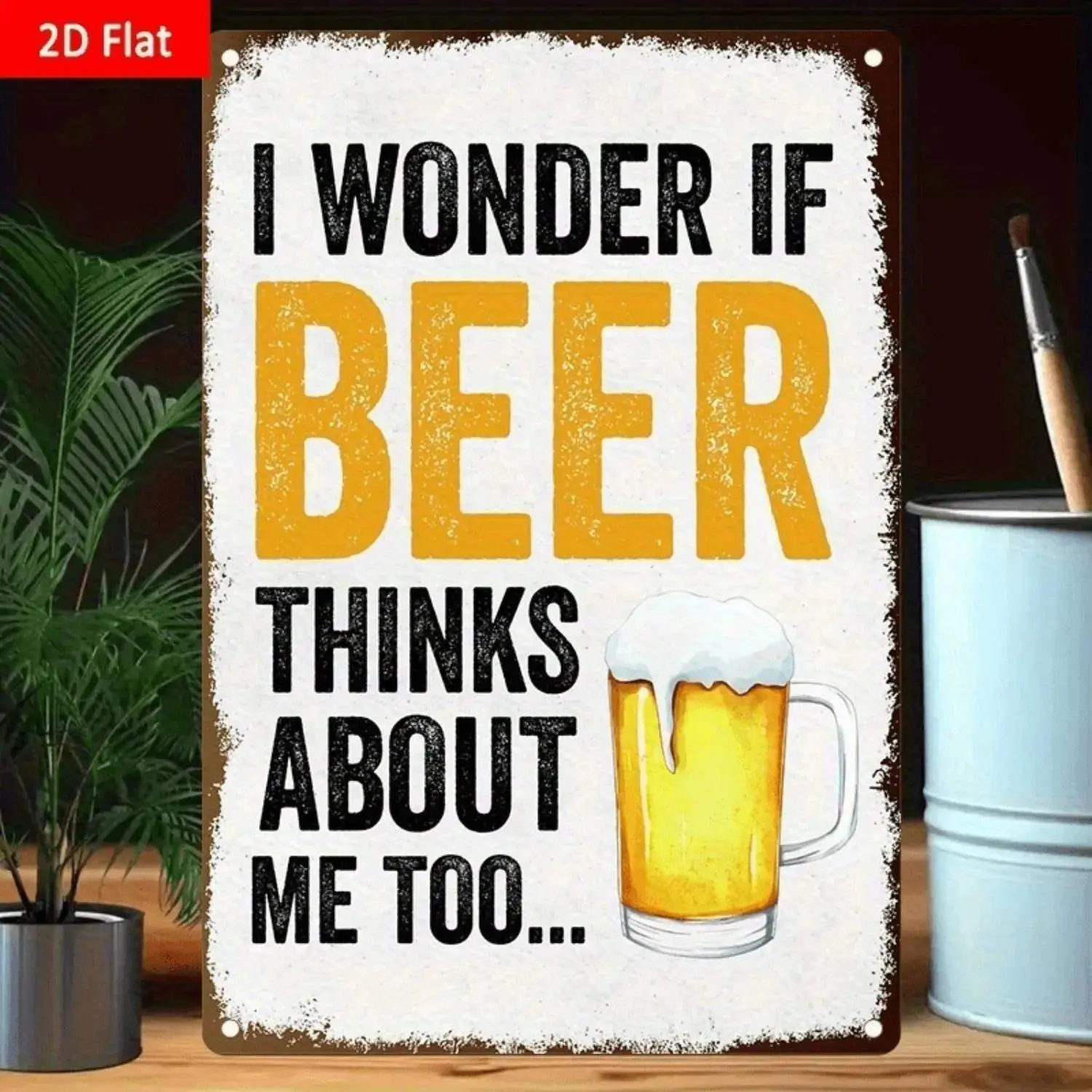 Vintage Vertical Iron Sheet Print with Humorous Playful Typography - Rustic Home Decor for Beer Enthusiasts, Ideal for Bar or Kitchen Accents, Special Occasion Gift, Decoration