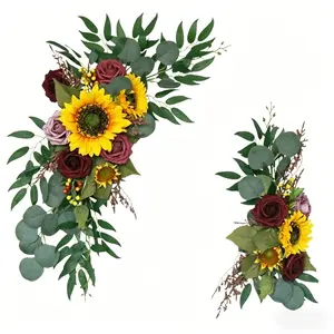 European Style Sunflower Rose Bouquet Decorative Plant Floral Arrangement Home Wedding Festival Table Decoration