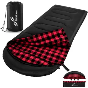 0 Degree Sleeping Bag for Cold Weather, XL Winter Sleeping Bag for Adults, Flannel Lined Camping Sleeping Bag, 32°F–59°F Rated, 87" x 33.5", 4.4 lbs, Detachable Hood, Compression Sack