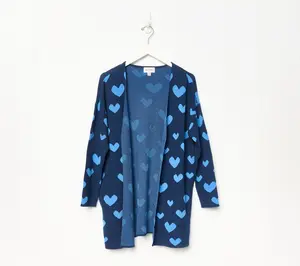 Driftwood Jeans Heart Intarsia Cardigan - Navy Heart