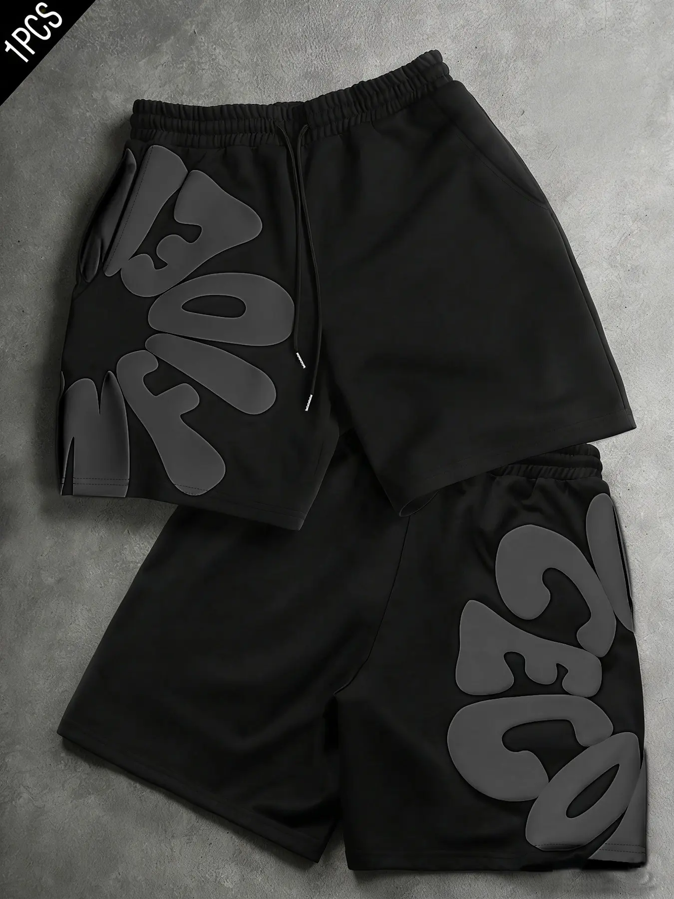 Men's Summer Loose-Fit Letter Print Daily Casual Shorts, American Street Style Sporty Five-Quarter Pants, Casual Clothing for Men