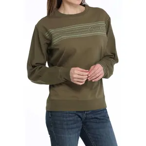 Cinch Women's Olive Terry Pullover Sweatshirt