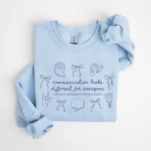 Speech Language Pathologist Short Sleeve T-SHIRT / Sweatshirt  • Communication Looks Different For Everyone SLP • Speech Therapist • Speech Therapy Gifts Cotton Crewneck