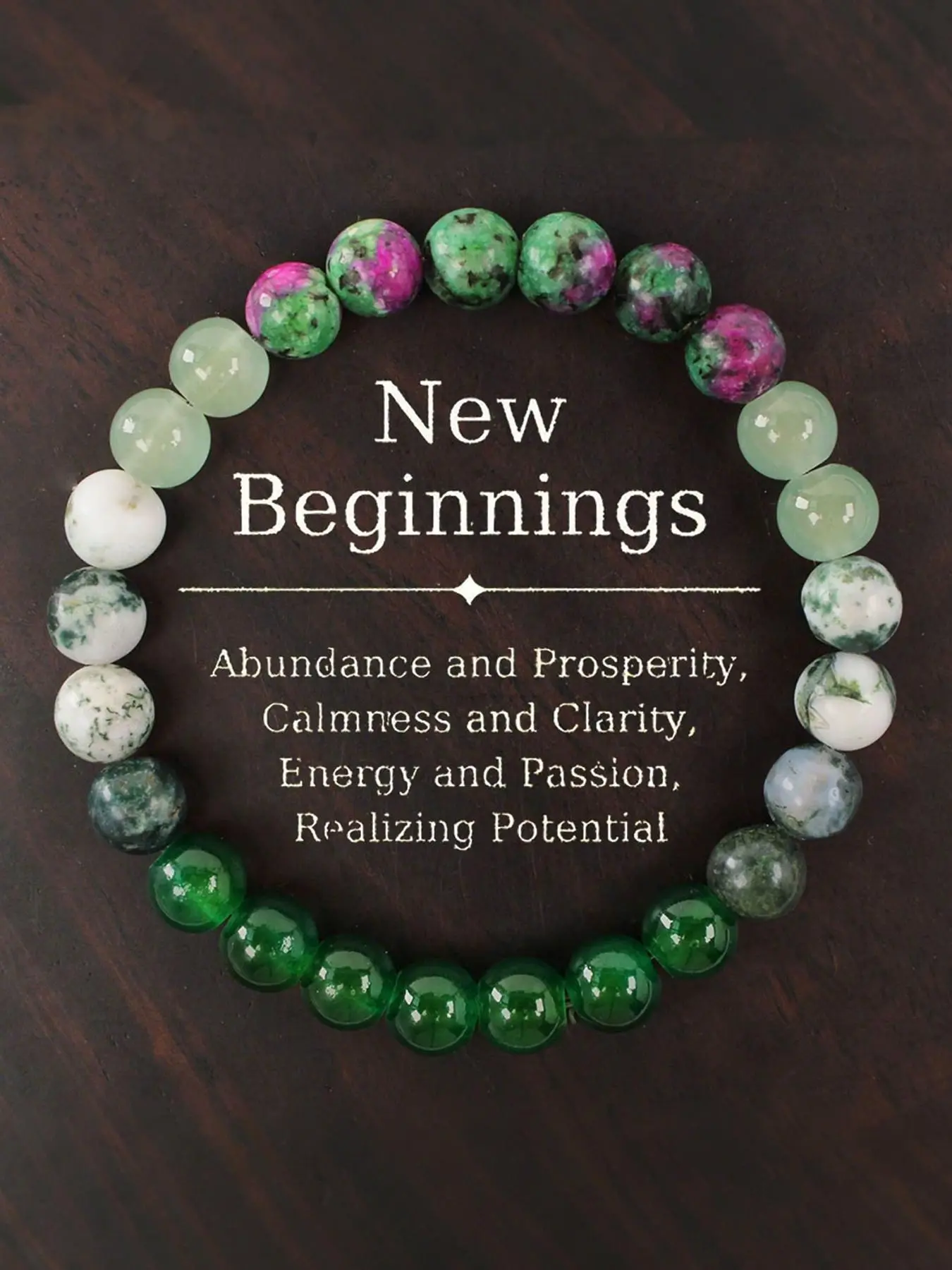 New Beginnings Manifestation Bracelet, Healing Crystal Bracelet, Abundance & Energy Crystal Bracelet, Prosperity Jewelry for Clarity, Passion & Achieving Potential
