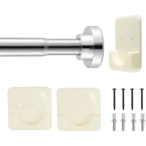 VEVOR Shower Curtain Rod, 28-76 Inches, 1 Inch Diameter, Adjustable Spring Tension Stainless Steel Telescoping Rod with Holders, No Drilling Non-Slip for Bathroom, Closet, Window, Room Divider, BlackVEVOR Super Brand Day