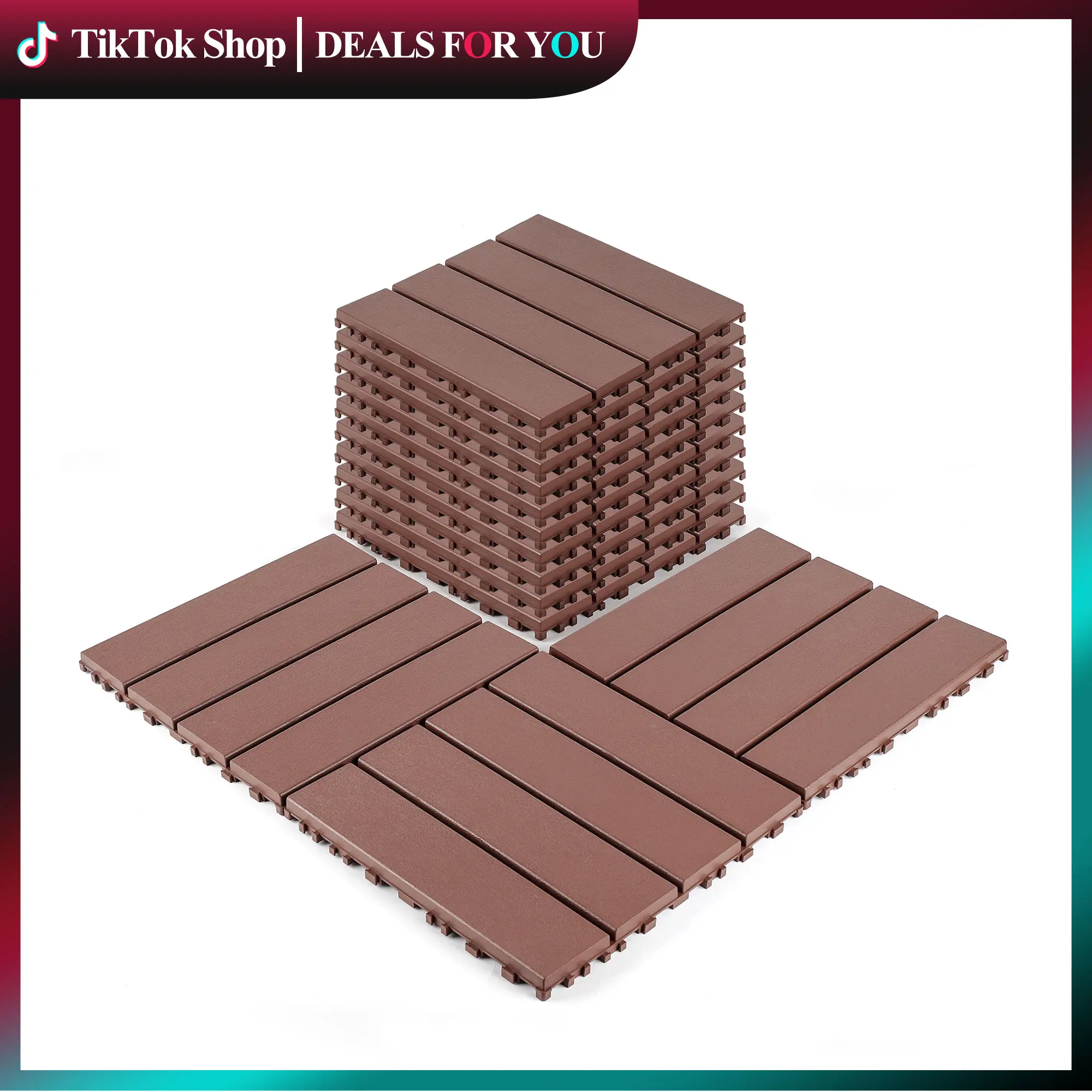 ZUGELAN 44 Pcs 12x12 in Interlocking Deck Tiles - Non Slip Flooring, Easy Installation, Easy Cleaning, Ideal for Porch, Poolside