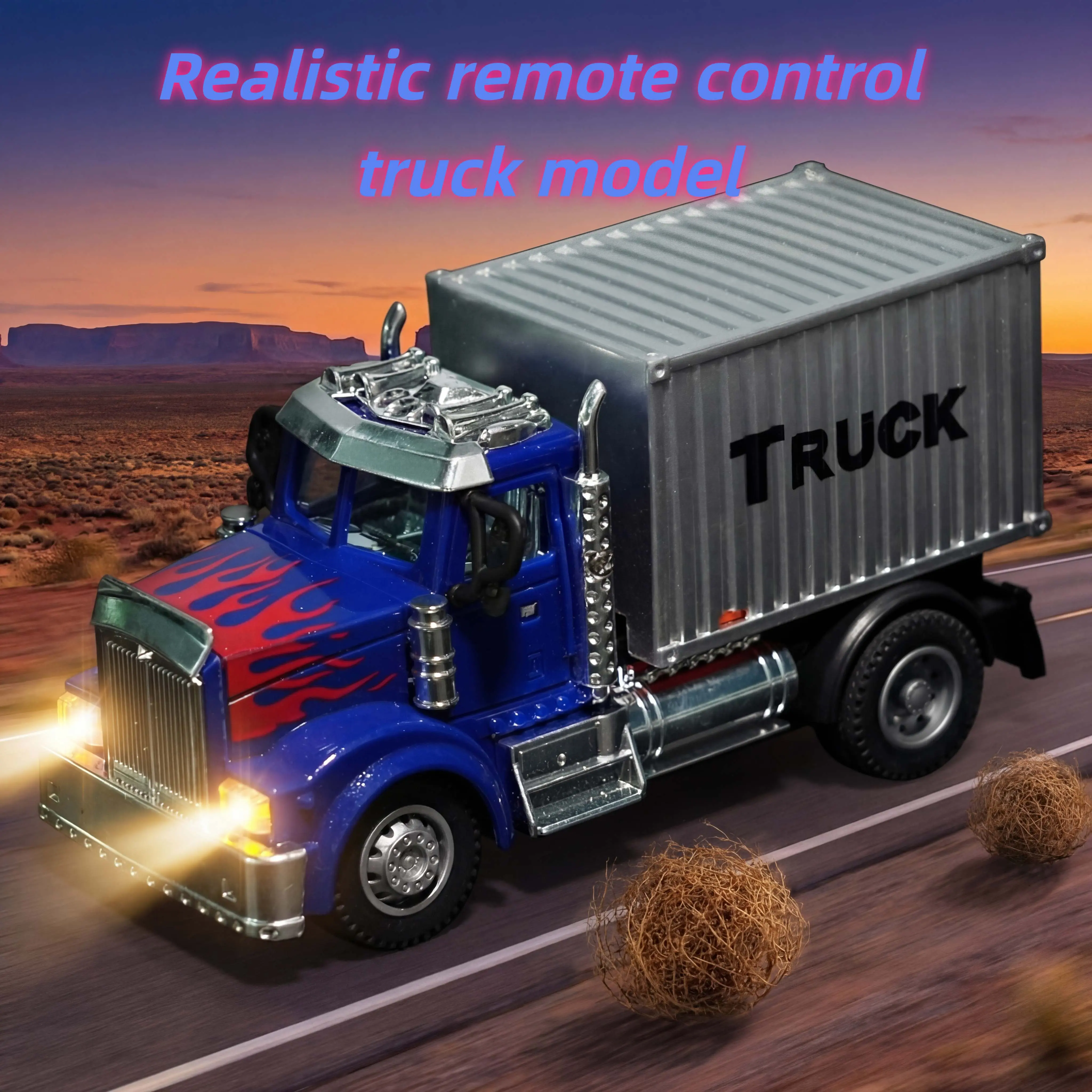 【Spring Glow Up】1:64 Simulation RC Controlled Truck, RC Model Car with LED Lights, Cool Toy Gift for Kids Ages 3-15
