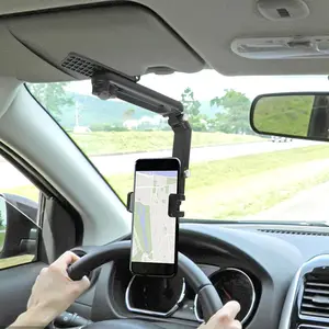 Portable Car Sun Visor Phone Holder, Multifunctional Sun Visor Universal 360 Rotating Rear View Mirror Phone Holder, Foldable Cell Phone Mount Clip.