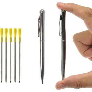 2-Pack Mini Pens with 5 Refills & Pouch - Rotating Refill Mechanism Metal Pocket Pen,Only 100mm in Size EDC Retractable Pens for Note Taking, Gifts for Students From Teachers