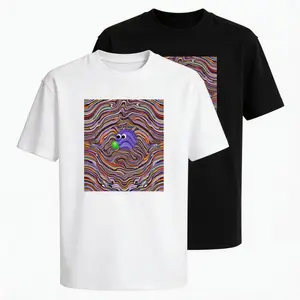 Men's Short Sleeve T-Shirt - Trippy Psychedelic Swirl Abstract Graphic Tee, Unique Purple Spot Cartoon Art Print Crew Neck Short Sleeve Top, suitable for both men and women, casual street-style artistic summer wear