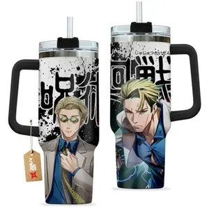 Jujutsu Kaisen Nanami 40oz Tumbler – Anime Stainless Steel Travel Mug With Handle, Tokyo Jujutsu High Sorcerer Cup, Insulated Iced Coffee Mug, Otaku Manga Gift for Him Her