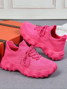 Women's Fashionable Lace Up Low Top Sneakers, Casual Comfortable Breathable Sports Running Shoes, All-match Basic Shoes for Daily Wear