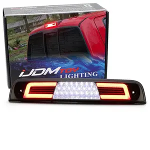 iJDMTOY Black-Out Smoked Lens C-Shape Ring Full LED High Mount Third Brake/Clearance Light Assembly For 2019-up Gen5 RAM 1500