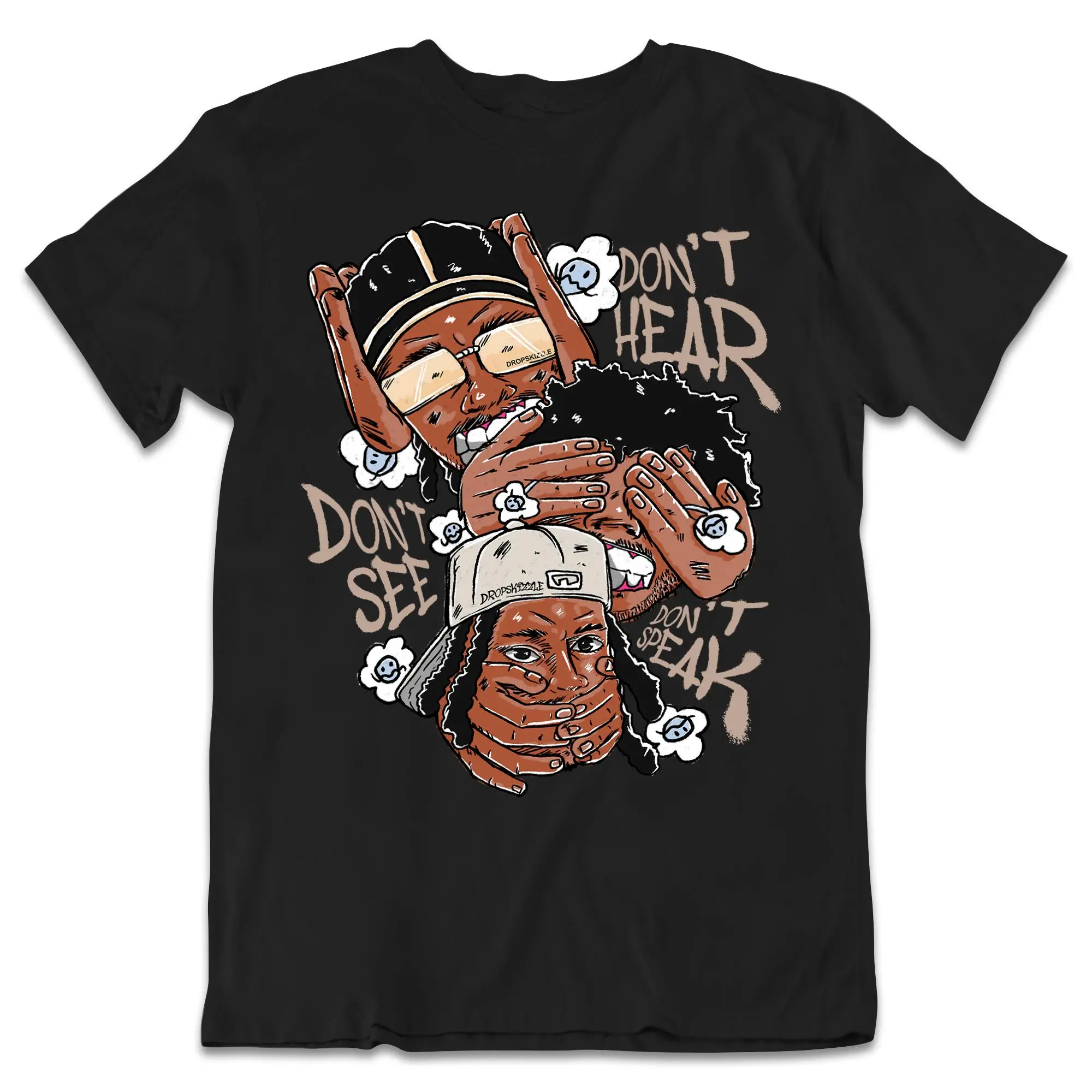 Shirt to Match Sanddrift Light Armory Blue Sneakers- DropSkizzle Don't See Don't Hear Don't Speak Graphic Tee