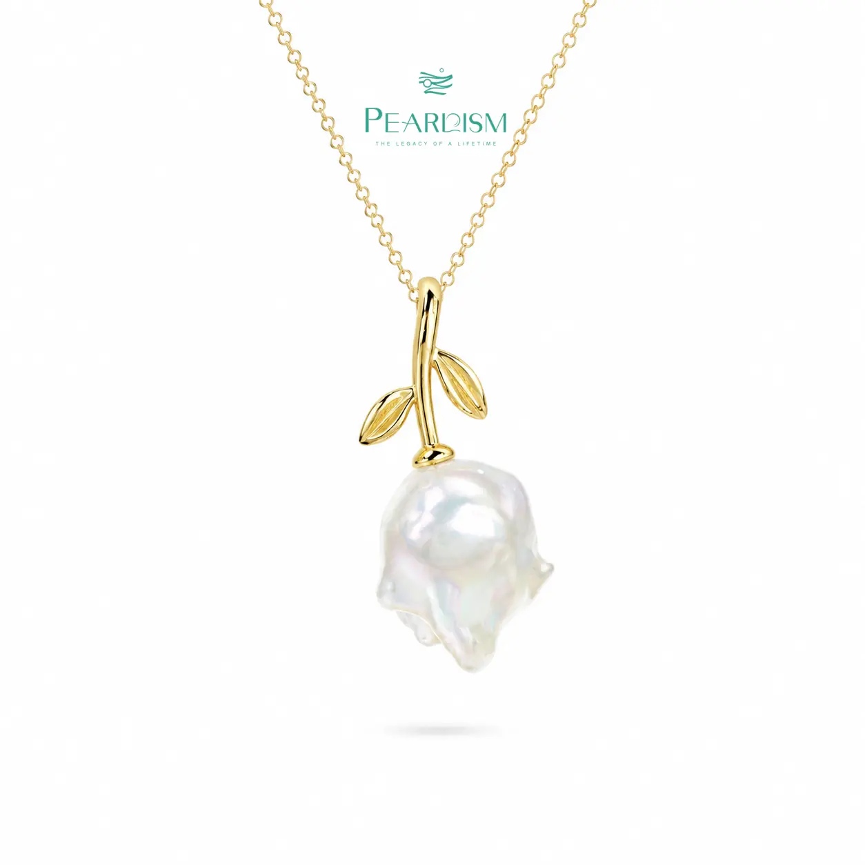 【Live】PEARLISM Dainty Baroque Pearl Rose Pendant | Free S925 Chain Gold/Silver Hypoallergenic-AFBP003