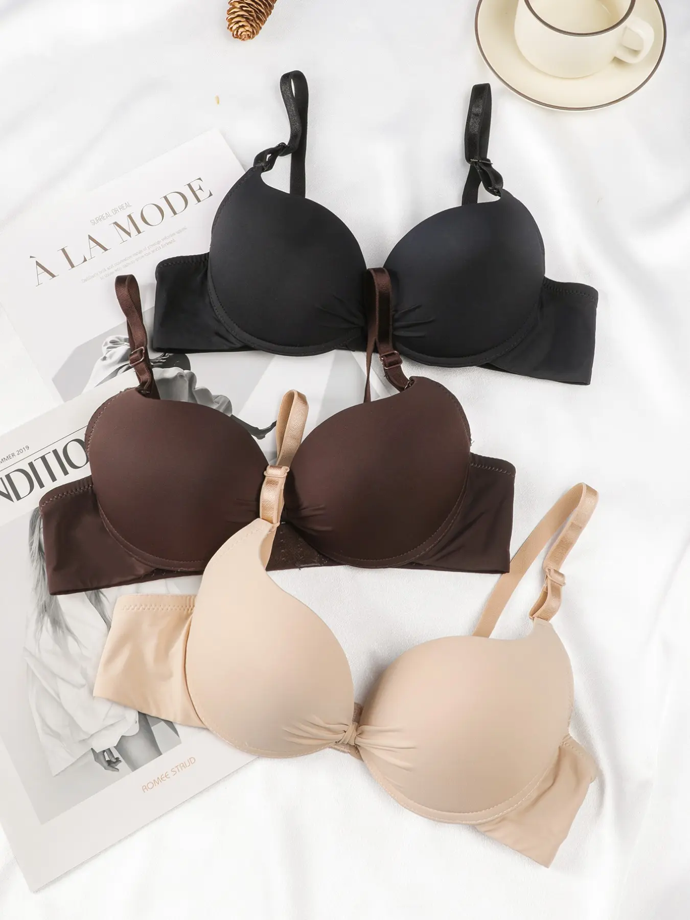 3 Pack Push Up Bra Fit for Small Breast Underwire Strong Support Deep V Lift Anti-Sagging Lingerie