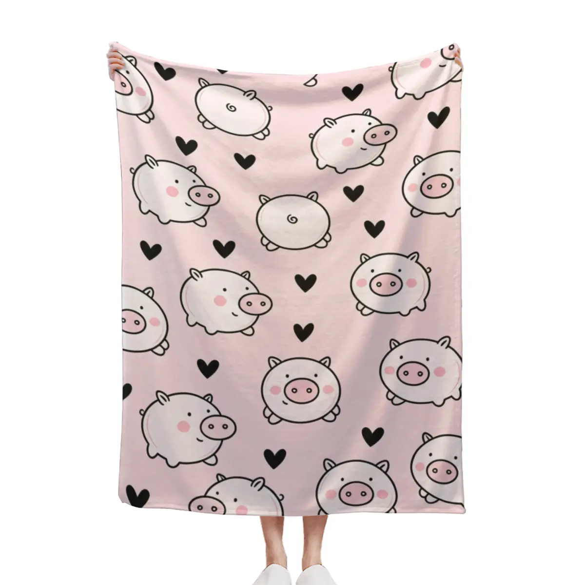 Cute Pig Pattern Blanket, 1 Soft, Warm And Lightweight Single-Sided Printed Plush Blanket, Suitable For Bed, Sofa, Car, Room Decoration