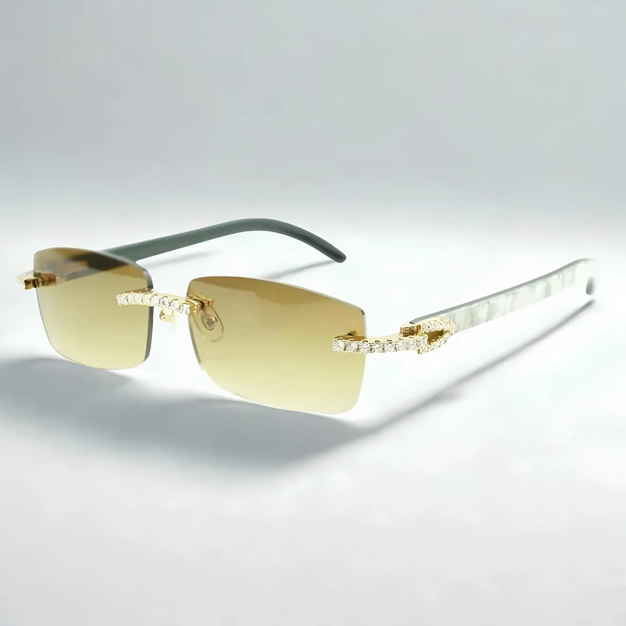 Moissanite White Textured Buffs Brown Lens Sunglasses