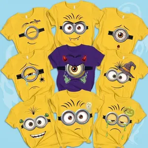 [FREESHIP] Halloween Minions Family Shirt, Funny Teams T Shirt, Minions Couple Shirt, Y2K Streetwear T-Shirt, Unisex Crew Neck, Vintage Hip-Hop Sports Graphic, Casual Cotton Fit