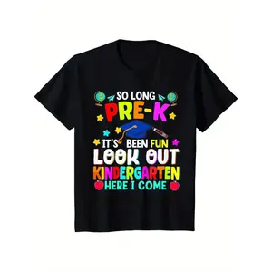 Boys Girls So Long Pre-K Graduation Kindergarten Here I Come 2026 T-Shirt for Boys Fashion Trend Bottoming Shirt Breathable, Casual Comfortable Top Streetwear Fashion Casual Summer Tee Crew Neck Short Sleeve T-Shirt Best Gift for Kids