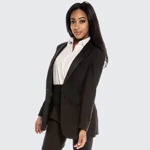 Womens Tuxedo Jacket Black with Notch Lapel