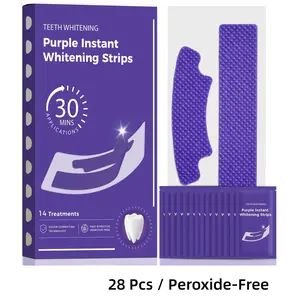 Purple Gentle Whitening Strips, 14 Pairs/28Pcs Tooth Stain Treatment Caused by Coffee, Safe for Enamel - Non Sensitive Teeth, Combining Whitening & Colour Correction, Whitening Sessions - Peroxide-Free Long-Lasting Gel Daily Oral Care Radiant