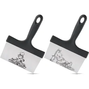 2 count Griddle Scraper, Stainless Steel Grill Scraper, Heavy Duty Flat Top Grill Scraper for  Griddle and Outdoor BBQ.