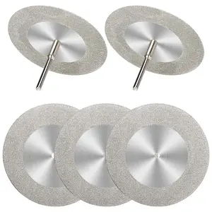 5Pcs 60mm Cutting Disc Cut Off Wheels with 5Pcs Mandrel 1/8'' Shank Stone Blade for Tool Attachment Cutting Discs Polishing Tiles Marble Jade (2.4in)