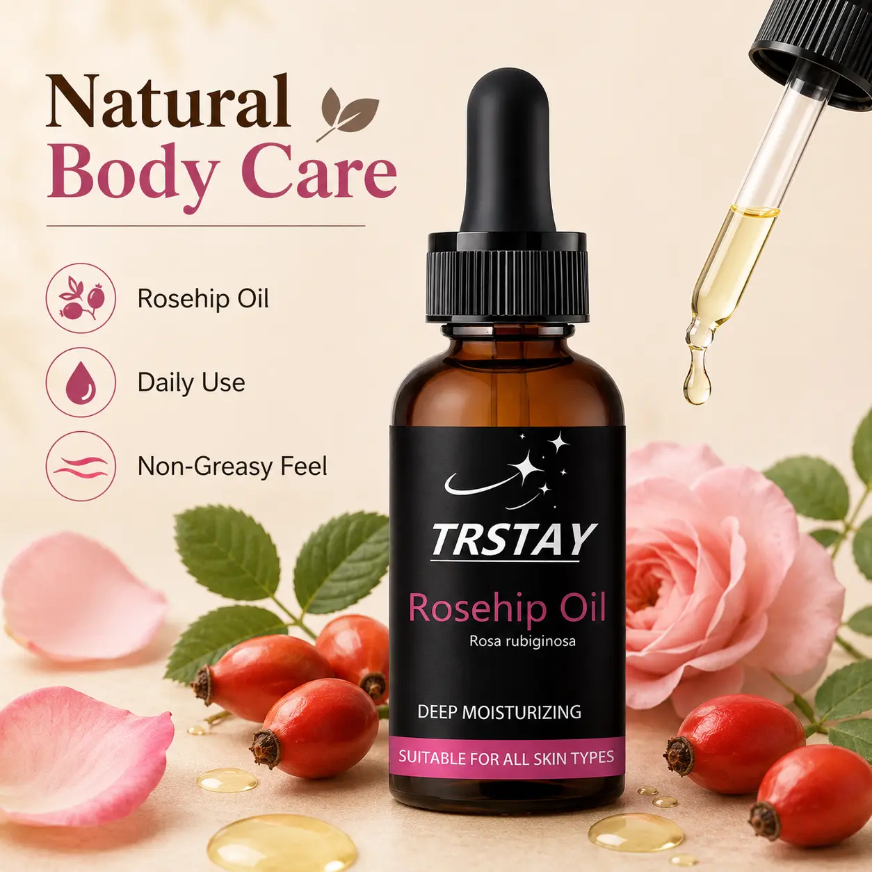 Rose Body Moisturizing Lotion with Hyaluronic Acid - Daily Body Care Product for Soft, Smooth Skin, Hydrating Moisturizer, Moisturizers