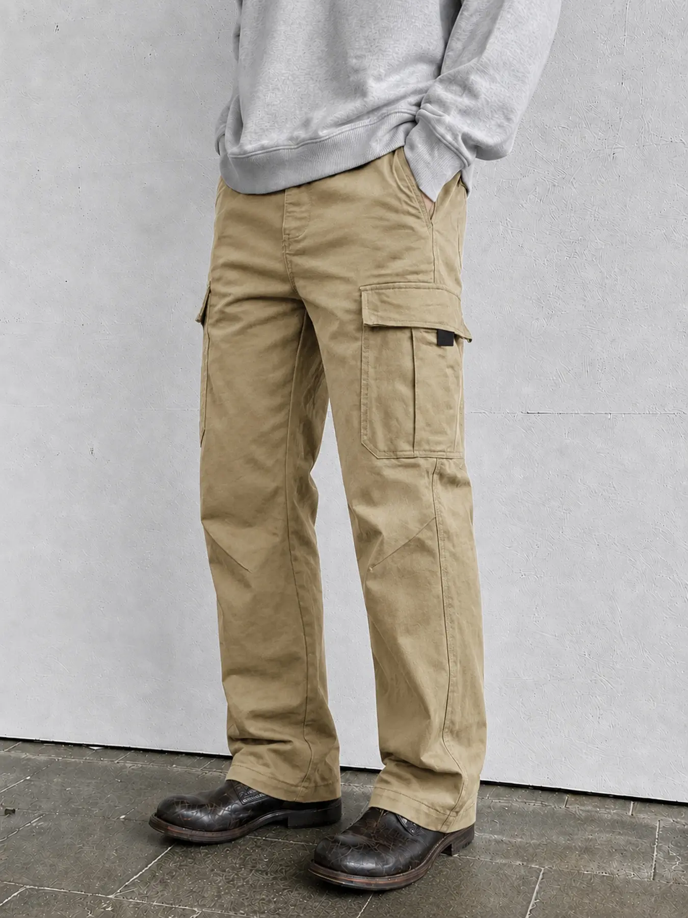 Men Cargo Pants Straight Leg Utility Workwear Pants for Summer Outdoor, Elastic Drawstring Waist, Multi Pocket Streetwear, Chino Pants Alternative