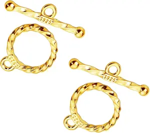 OHINGLT Jewelry Manufacturing OT Bracelet Buckle, 925 sterling silver necklace texture ring toggle buckle T-shaped rod and circular buckle