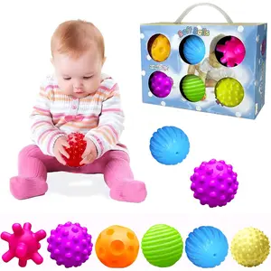 Baby Textured Multi Sensory Toys Massage Ball Gift Set BPA Free for Toddlers 1-3 Soft Balls Infant Baby Toys 6 to 12 Months 6 Pack