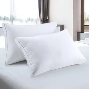 Bedding Down Alternative Bed Pillows for Sleeping Queen Size (White), Set of 2, Soft & Fluffy Pillow with Cooling, Hotel Quality, Gusseted Pillow for Back, Stomach or Side Sleepers