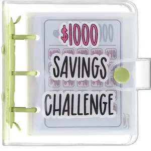 Mini Money Saving Binder, 1000 Savings Cash Budget Book with 25 Envelopes for Planning, Portable Budget Organizer