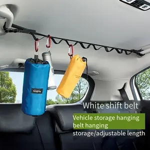 Car Top Clothesline with 8 Hooks & Clips for Drying Clothes Inside & Outside Vehicle Storage Belt for Camping Travel Hiking Fishing