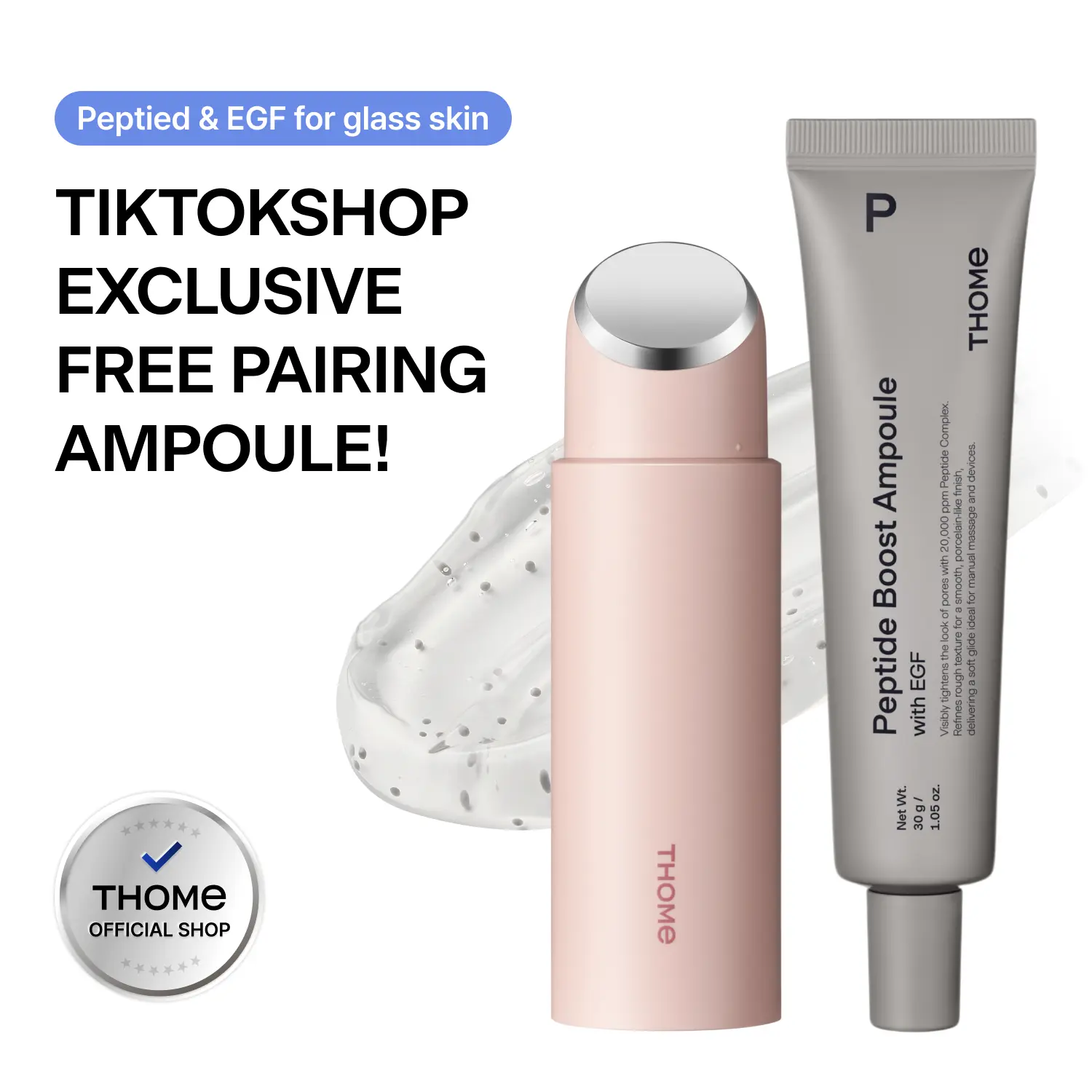 [THOME][Twentyup] Glow Skin Duo Skincare Set - Facial Skincare Device + FREE Peptide Ampoule for Textured skin, Glass-Looking Complexion, Makeup-Ready Daily Routine Tool