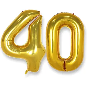 40 Inch Jumbo Gold Foil Mylar Number Balloons for Men Women 40th Birthday Party Decorations 40 Years Old Anniversary Party Supplies