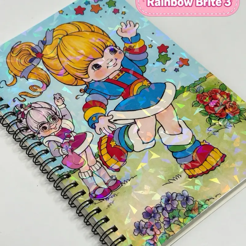 Rainbow Brite Twink Spiral Notebook, A5 (157×210mm) Lined Office Stationery Supplies, 80’s Cartoon Themed Travel Notebook Diary for Back to School Kawaii