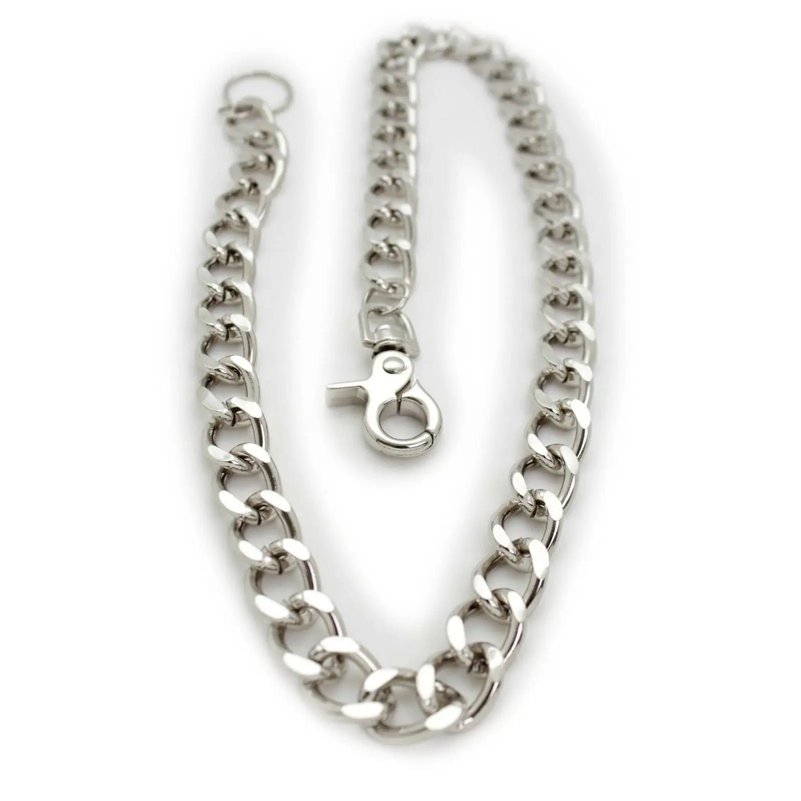 Men Silver Color Metal Wallet Chain Thick Links Biker Extra Long Strand Strong Heavy Duty 31" Long