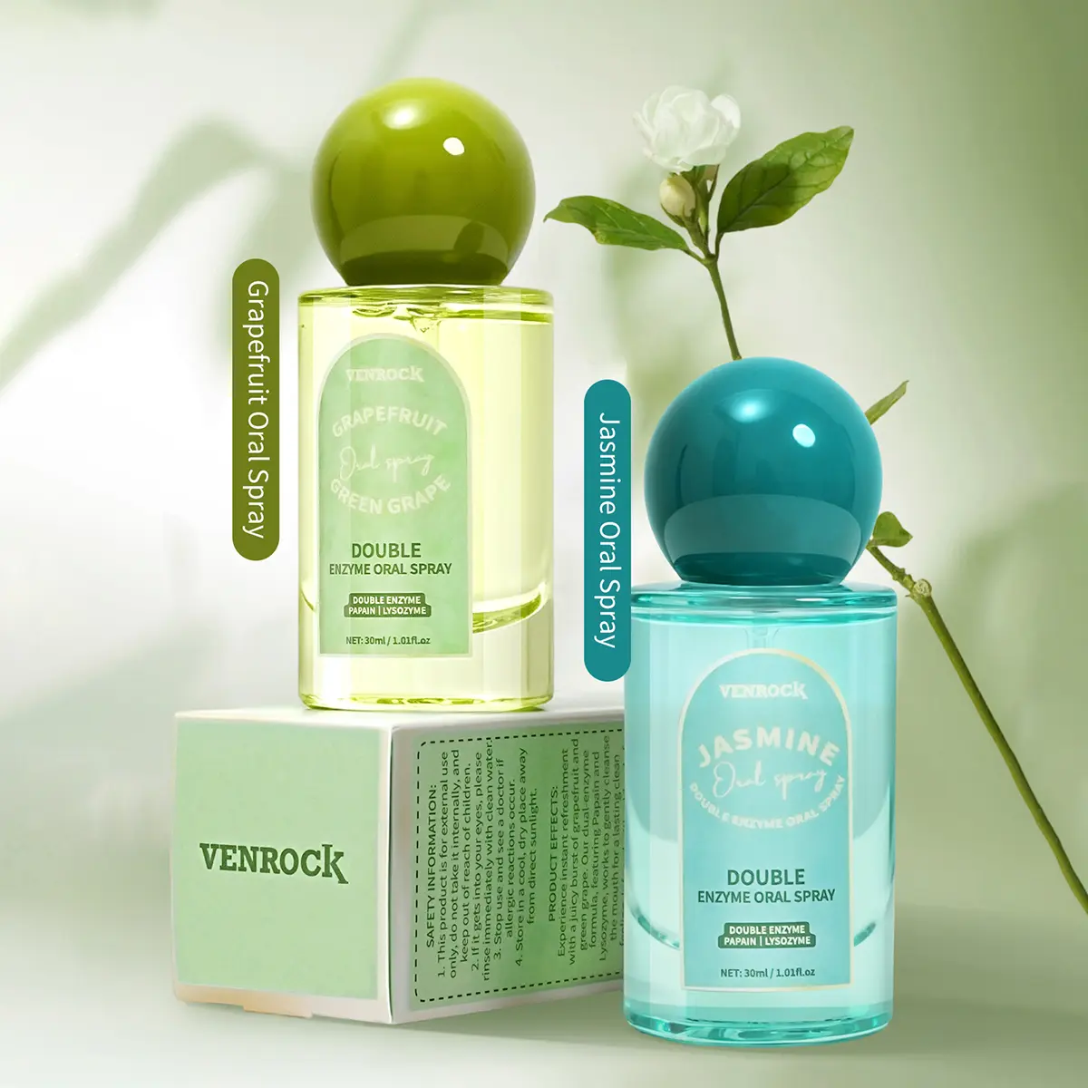 VENROCK Dual Enzyme Oral Spray Portable Breath Freshener Long Lasting Fresh Mouth Spray 30ml