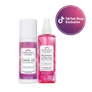 Heritage Store Everyday Essential Duo - Rosewater & Glycerin Hydrating Mist + Nourishing Castor Oil Roll-on