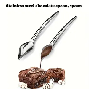 1pc DIY Stainless Steel Chocolate Spoon with Flower Decoration Strainer for Pastry Baking Cake Tools, Dessert Spoons