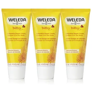 Weleda Baby Calendula Diaper Rash Cream Pack of 3 (2.8 oz Each) – Natural Diaper Rash Treatment with Zinc Oxide, Organic Calendula & Chamomile, Gentle Baby Skin Protection & Moisturizing Balm