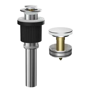 Hibbent Universal Metal Bathroom Sink Drain Stopper, Pop Up Drain Strainer for Lavatory Vanity Vessel Sink with Overflow and Without Overflow, Anti-Clogging Stainless Steel Strainer Basket, Chrome