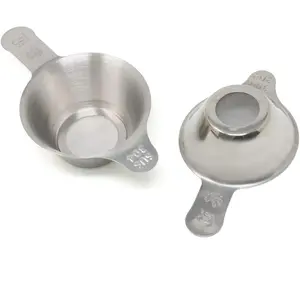 2 count Different Size 304 Stainless Steel Mini Strainer Fine Mesh  Funnel  Coffee Filter with Double Handles