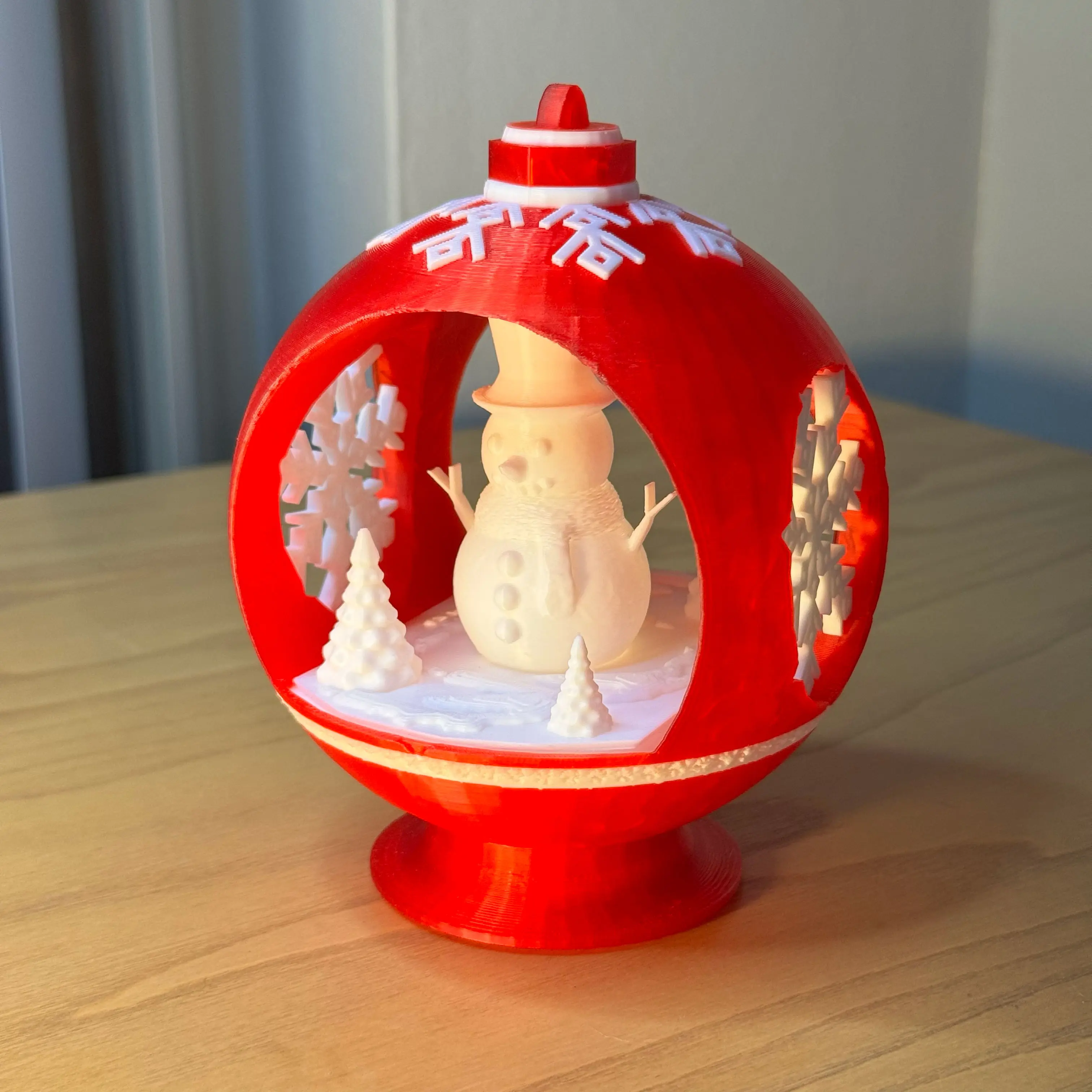 ️ 3D Printed Snowman Ornament Lantern – With LED Tea Light Included