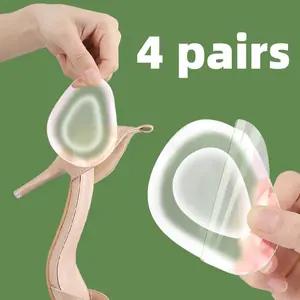 4 Pairs Crystal Clear Forefoot Insoles for Women's High Heels - Anti-Slip, Comfort Half Pad, Reusable & Washable, One Size Fits All