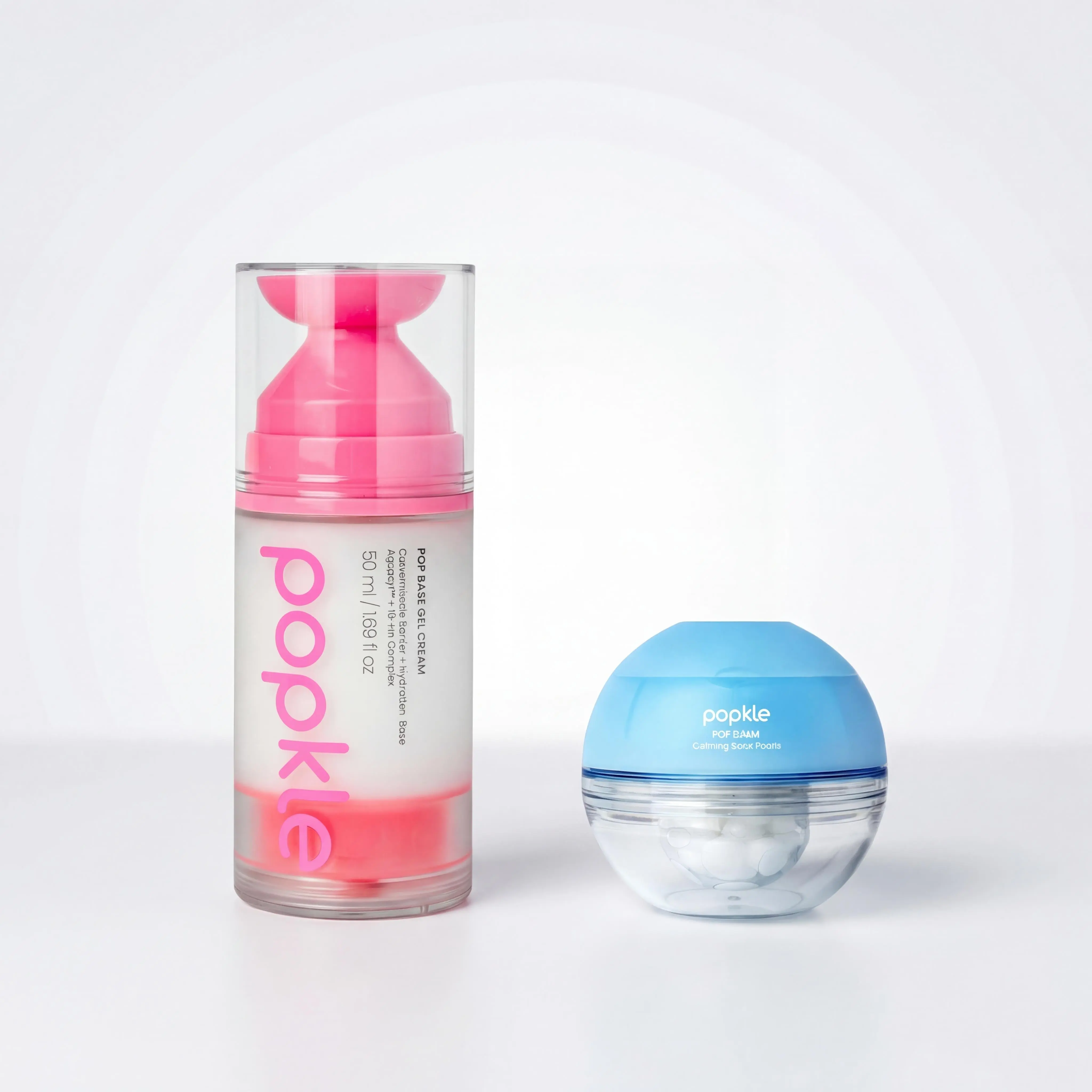Pop Duo Starter Calm Set | Instant Soothing Care for Sensitive, Irritated Skin | Pop Base Gel Cream + Pop Calm Boba Boost (50ml + 1 Jar) | Custom K-Beauty