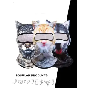 3D Cat Skiing Balaclava Mask with Ears Cute Animal Design Breathable Sun Resistant for Music Festivals Carnival Parties Outdoor Activities yonna ski mask Winter Waterproof Ski Lining Distressed Windproof machine titan balaclava ja morant