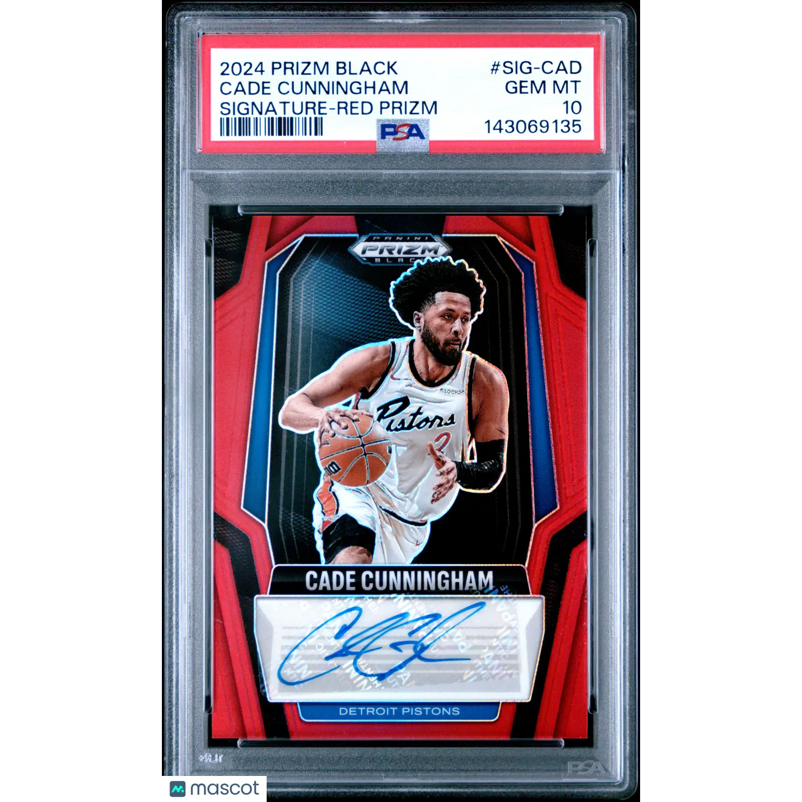 3206 Cade Cunningham 2024 Panini Prizm Black #SIG-CAD Red Auto /99 PSA 10